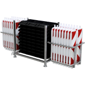 SET | with 30 traffic panels and accessories | on stacking pallet and beacon basket | with foil RA2/B, red/white | on both sides arrowed | Plastic beacon type 60